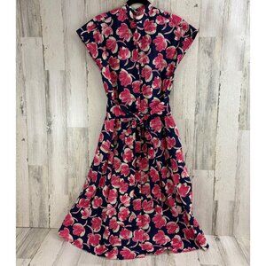 Ann Mashburn Sz XS Seersucker Pink Blue Floral Short Sleeve Gianna Shirt Dress
